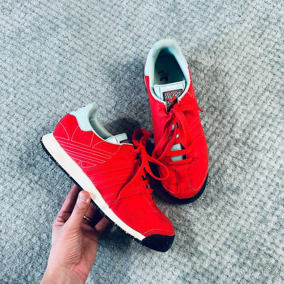 Adidas Samoa Poppy Red Turquoise Blue Track Sneakers Mens 7 Wmns 9 - Picture 1 of 6
